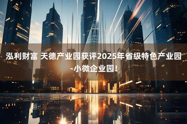 泓利财富 天德产业园获评2025年省级特色产业园-小微企业园！